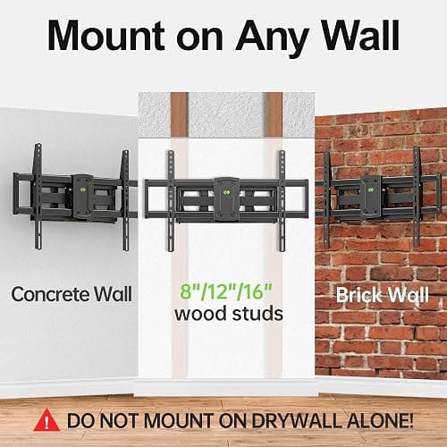 Full Motion Mount, USX MOUNT UL Listed TV Wall Mount for Most 42-84 inch TVs, Holds up to 120lbs, Max VESA 600x400mm, Swivel TV Bracket with Dual Articulating Arms Tilt Rotation Fits 16" Wood Stud thumbnail 6
