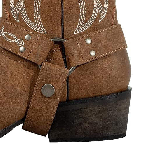 J's.o.l.e Women's Square Toe Cowgirl Cowboy Boots Mid Calf Western Riding Boots with Fashion Buckle Strap thumbnail 7