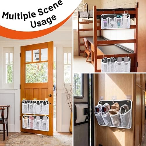 RV Shoe Storage for Bedside - 4 Pocket Wall Mounted Entryway Shoes Rack | Bed Hanging Pocket Organizer, Bedside Caddy Storage Organizer for Headboards Bunk Beds Dorm Rooms,RV & Camper Essentials thumbnail 6