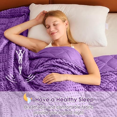Purple Weighted Blanket for Adults 12lbs, 48"x72", Twin Full Size Cooling Minky Heavy Throw Blanket for 110-130lbs, Soft Winter Thick Big Blankets Weighted Comforter Gift for Sleeping thumbnail 8