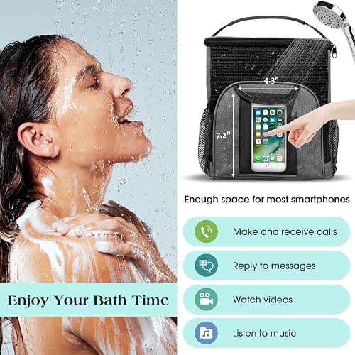 Attmu Mesh Shower Caddy Portable Dorm Tote Bag, Quick Dry Hanging Toiletry Bag, Large Capacity Shower Bag for College Dorm Room Essentials for Boys and Girls for Bath Camping (Gray) thumbnail 6