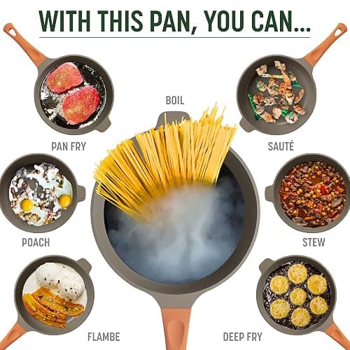 Goodful All-in-One Pan, Multilayer Nonstick, High-Performance Cast Construction, Multipurpose Design Replaces Multiple Pots and Pans, Dishwasher Safe Cookware, 11-Inch, 4.4-Quart Capacity, Terracotta thumbnail 3
