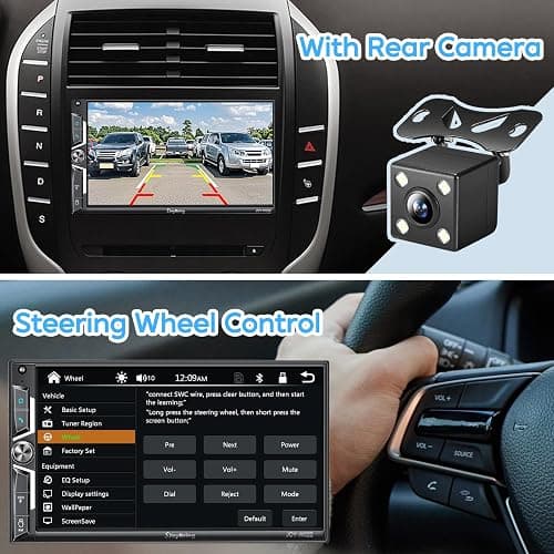 SJoyBring 7" QLED Double Din Car Stereo - Wireless Apple CarPlay & Android Auto, 240W 4.2CHN, SWC, Bluetooth, FM/AM Car Radio, 2 Subwoofers Outputs, Backup Camera thumbnail 7
