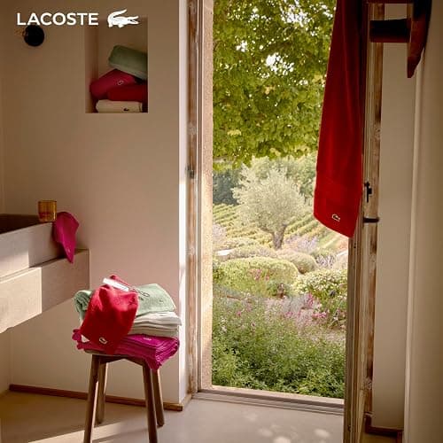 Lacoste Heritage 100% Supima Cotton Bath Sheet, White, 35" x 70" – Highly Absorbent & Quick Drying, Premium Super Soft Bath Towel, Bathroom Essential, Gift for All Occasions, Machine Washable thumbnail 2