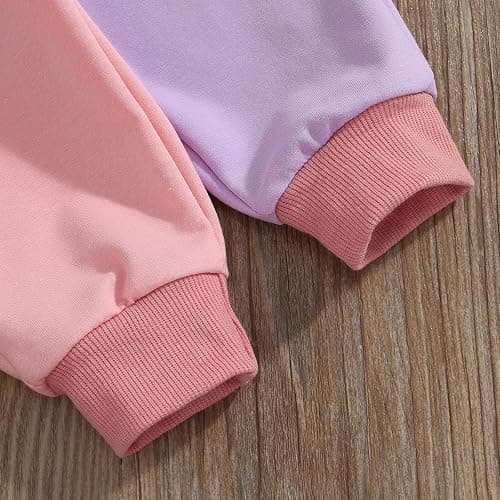 WZTYYDS Toddler Baby Girl Clothes 1T 2T 3T 4T 5T Fall Winter Outfits Contrast Color Long Sleeve Sweatshirt + Pants Sets thumbnail 8