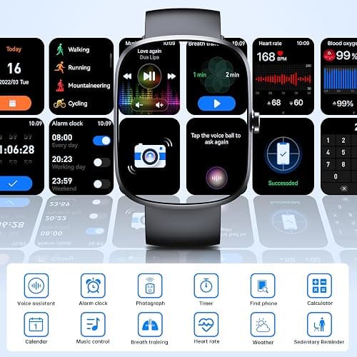OUKITEL Smart Watch for Men Women, 1.91" HD Smart Watch(Answer/Make Call), Fitness Watch with 140+ Sports Modes, IP68 Waterproof, Heart Rate/Sleep/Spo2 Monitor/Pedometer, Smartwatch for Android iOS thumbnail 4