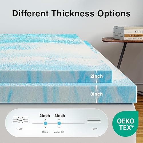 Novilla Memory Foam Mattress Topper Queen - 2 Inch Cooling Gel Infused Memory Foam | Slow-Rebound Pressure Relief | CertiPUR Certified | Comfort for Sleeper Sofa, RV, Camper, Dorm Room thumbnail 6
