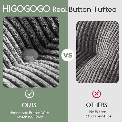 HIGOGOGO Papasan Chair Cushion with Corduroy Cover (Without Chair), 48 x 48 Inch Supportive Cushion, Overstuffed Chair Cushion,Dark Grey thumbnail 8