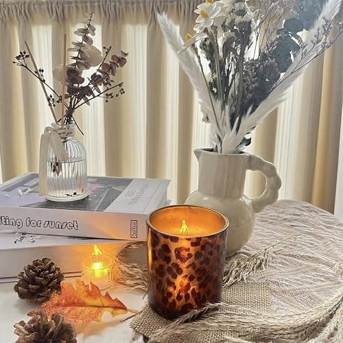 cachiv Votive Candle Holder Leopard Print Glass Tea Lights Candle Holder for Floating Candles Wedding Table Centerpiece Holiday Home Decor thumbnail 2