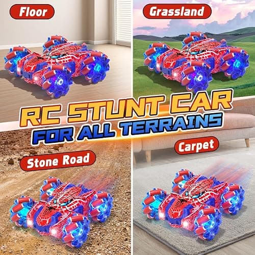 SOGAWEBB Spider Gesture Sensing Remote Control Car, Double Sided RC Cars with Full-Body Light, 2.4GHz Hand Controlled Rechargeable RC Stunt Car Toys for Boys 4 5 6 7 8 9 10 11 12 thumbnail 6