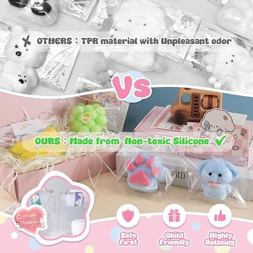 QCROAD SQUISHY Handmade Taba Silicone Squishy Kit - 4PCS Cute Squeeze Toys for Kids & Adults, Includes Cat Paw, Banana, Grape & Elephant, Great for Birthday Goodie Bags, Sticky Squishy Fidget Toys thumbnail 6
