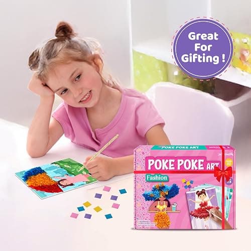 jackinthebox Poke Poke Art for Kids – Fashion Theme Dress Decorations for Princess, Winter, Monsoon, Hawai, Beach, Ballerina, Mess-Free Sewing Art for Kids, Gift for Girls and Boys Ages 4 5 6 7 8 - Fashion thumbnail 8