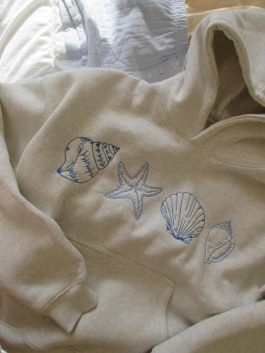Women Y2k Graphic Hoodies Floral Print Oversized Long Sleeve Pullover Sweatshirt Teen Girl Vintage Sweatshirt - Shell Grey - Small thumbnail 4