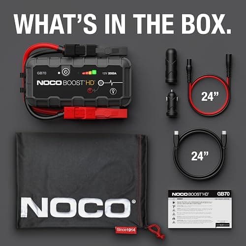 NOCO Boost GB70: 2000A UltraSafe Jump Starter – 12V Lithium Battery Booster Pack, Portable Jump Box, Power Bank & Jumper Cables - for 8.0L Gas and 6.0L Diesel Engines thumbnail 6