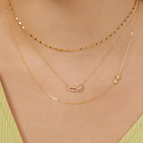 Freekiss Gold Pendant Necklace for Women, Dainty Diamond Necklaces for Women Simple 14K Gold Plated Paperclip Choker Necklaces Cute Minimalist Open Oval Necklaces Gold Jewelry for Women Gifts thumbnail 7