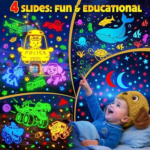 Kids Toys Puppy Projector│30 Soothing Sounds+4 Slides Sound Machine Baby Night Light Projector│93 Projections+31 Colors Puppy Toys for Boys Age 3-5│Girl Toys Toddler Toys│Story Projector Sound Machine thumbnail 4