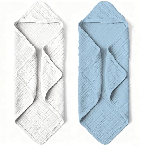 Hooded Baby Bath Towels - 2 Pack 100% Organic Cotton Towel - Image 1