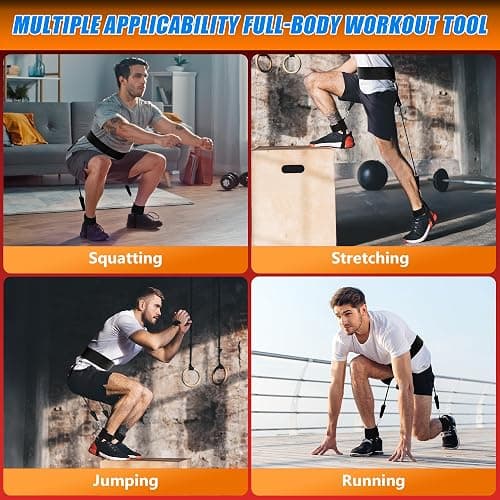 AA deLuxe | Jump Dunk Vertical Leg Bands Trainer for Basketball, Football, Volleyball, and Strength Training. Tester Exercise Plyometric Jumptrainer Equipment. With high Resistance for higher Jumping. thumbnail 2
