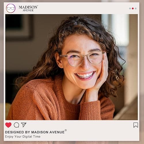 Madison Avenue Blue Light Blocking Glasses Anti Eyestrain UV Glare Blue Light Glasses for Women with Case, TV Phone Computer Gaming Eyeglasses (Coffee Brown) thumbnail 2