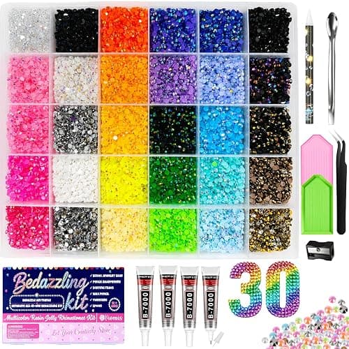 Bedazzling Kit, 40000PCS 3mm Rhinestones 30 Colors | Complete Craft Rhinestone Set with B7000 Glue & Precision Tools for Nail Art, Crafts, Clothing, Shoes and DIY Projects - Image 1