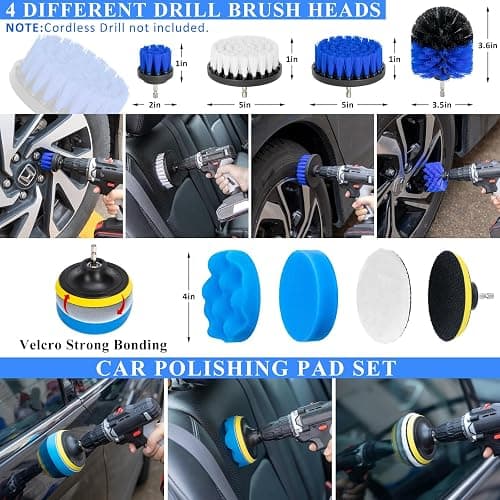 AUTODECO 38Pcs Car Wash Detailing Kit Cleaning Kits with Foam Gun Sprayer Collapsible Bucket Drill Brush Large Wash Mitt Towels Complete Interior Exterior Car Washing Supply Set Blue thumbnail 4