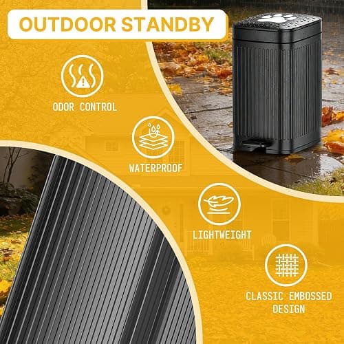Dog Poop Trash Can Outside 2.7Gal Dog Waste Trash Can with Lid Odor Control | Outdoor Trash Can with Lid Foot Pedal, Outdoor Dog Poop Trash Can with 20 Bags,Pet Waste Trash Can with Lid Soft Close, Black thumbnail 5