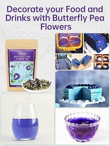 TeeLux Butterfly Pea Flower Tea, Non-GMO, Pure Natural Butterfly Pea Tea, Premium Dried Butterfly Pea Flower for Blue & Purple Drinks and Food Coloring, 1.76 Oz - Butterfly Pea Flower Tea - 1.76 Ounce (Pack of 1) thumbnail 5