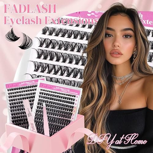 FADLASH Lash Clusters Kit 80D+100D Eyelash Clusters Natural D Curl Eyelash Extensions 8-16mm with Lash Bond and Seal Lash Tweezer for Beginners (80D+100D, 2Pack) thumbnail 5