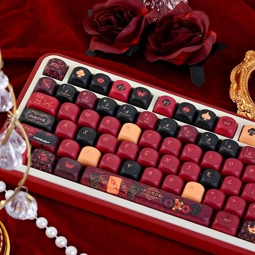 GEKUCAP Red Black PBT Keycaps, Poker Themed Custom Keyboard Keycaps | Dye-Sublimation MOA Profile Keycaps Set 130 Keys for 75% TKL Cherry Gateron MX Switches Mechanical Keyboards thumbnail 8