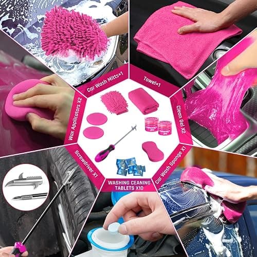 38PCS Car Detailing Kit Interior Cleaner with High Power Handheld Vacuum, Car Wash kit with Detailing Brush Set,Car Interior Detailing Kit,,Pink Car Accessories for Motorcycle,Cars,Gift for Women thumbnail 5