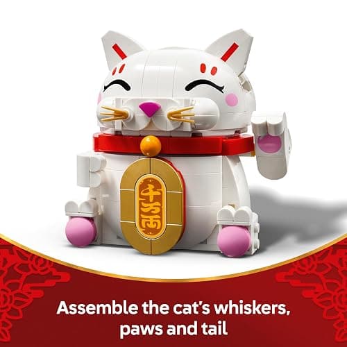 LEGO Lucky Cat - Building Set for Kids & Adults - Display Model Kit incl. an Animal Figure with a Waving Paw plus Gold Coin & Wish Decorations - Spring Festival Gift Idea - 40813 thumbnail 6