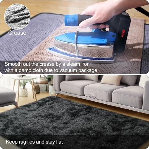 qulint 3x5 Area Rugs for Bedroom, Fluffy Soft Shag Rugs for Living Room, Small Fuzzy Plush Shaggy Carpets for Boys and Girls Dorm Room Home Decor (3ft x 5ft, Tie-Dyed Black Grey) thumbnail 5