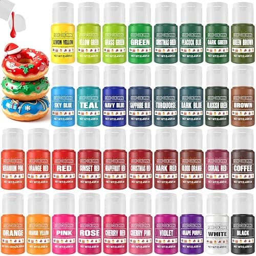 Food Coloring - 36 Colors Liquid Food Dye Set, Concentration Food Color for Christmas Cake Decorating, Baking, Easter Egg, Icing, Fondant, Cooking, Slime Making Kit and DIY Crafts - 0.45oz/Bottles - Image 1