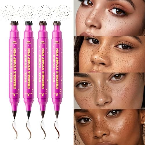 Dual-Ended Freckle Stamp Pen,Sponge Stamp & Precision Tip,Caramel Brown 03 | Soft sponge stamp, precision tip, realistic faux freckles, waterproof, long-lasting, buildable color, natural or bold looks thumbnail 4