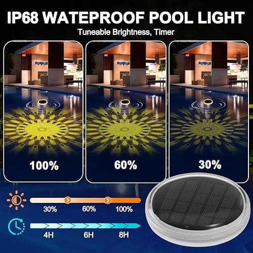 MATEPROX Solar Floating Pool Lights, Rechargeable RGB Pool Light with Remote Control, 9 Lighting 3 Mode, IPX7 Waterproof for Swimming Pool, Garden, Bathtub, Indoor Parties(1 PCS) thumbnail 5