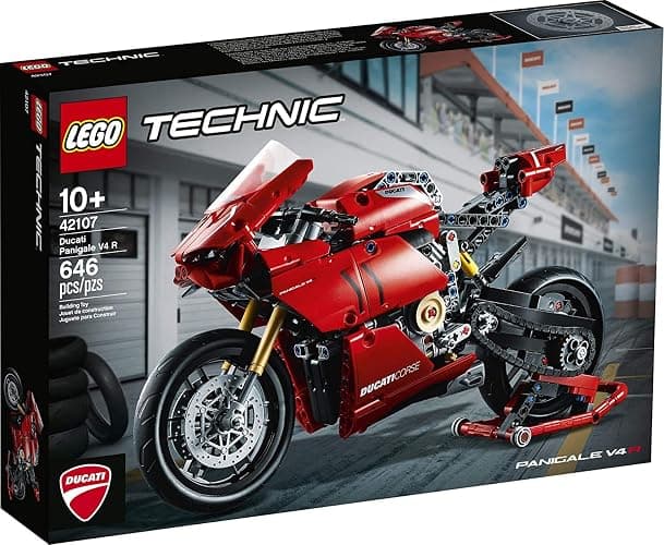 LEGO Technic Ducati Panigale V4 R Motorcycle 42107 Building Set - Collectible Superbike Display Model Kit with Gearbox and Working Suspension, Fun for Adults, and Motorcycle Enthusiasts - Image 1