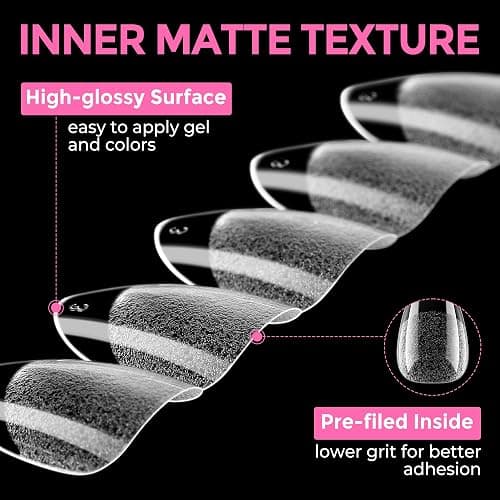 UNA GELLA Short Almond Round Fake Nails 216pcs Almond Press on Nails Pre-shape Oval Gel Nail Tips for Full Cover Acrylic Short Round Nails For Nails tips Extension 12 Sizes thumbnail 7