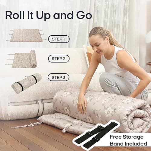 Syrinx Water Resistant Japanese Futon Mattress, Twin Size 75"x39", 2.5 Inch Thick Japanese Floor Mattress Tatami Mat, Foldable Floor Bed Sleeping Pad for Dormitory Guest Room Camping thumbnail 6