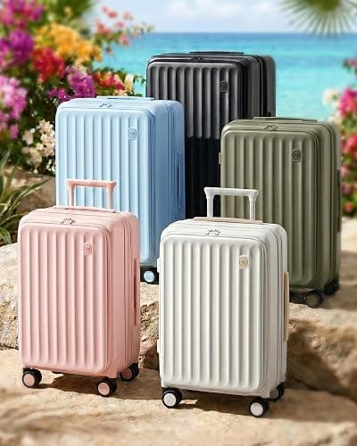aji 24 Inch Checked Luggage Expandable Top Opening Trunk Luggage with Spinner Wheels, Lightwight Hardside Travel Suitcase for Women Men, Shell Pink thumbnail 9