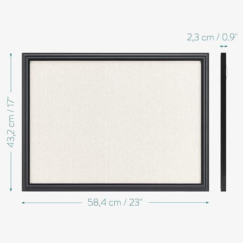 Navaris Framed Linen Bulletin Board - 17 x 23 inches Fabric Jewelry Organizer Pinboard for Wall Memory Memo Pin Board - Linen with Frame thumbnail 3