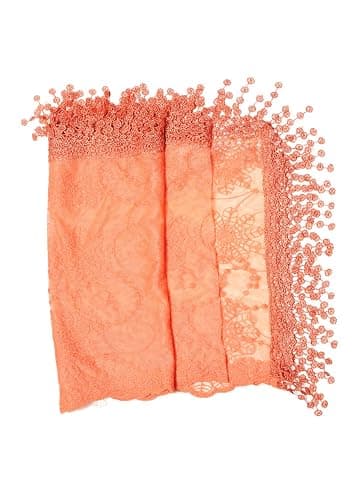 Women's lightweight Feminine Lace teardrop fringe Vintage Mesh Crochet Tassel Scarf for Women thumbnail 5