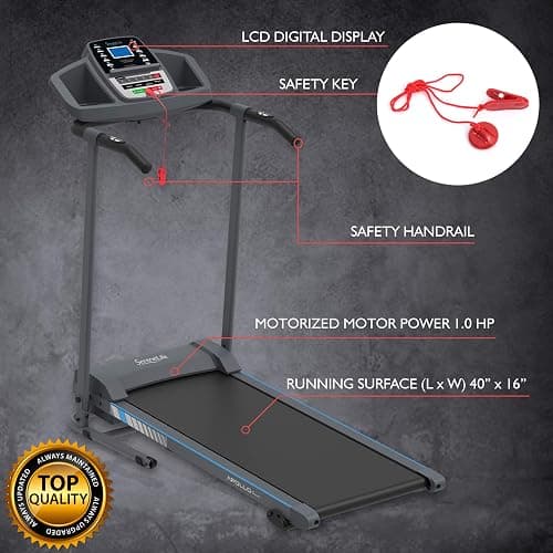 SereneLife Electric Folding Treadmill Exercise Machine - Smart Compact Digital Fitness Treadmill Workout Trainer w/Bluetooth App Sync, Manual Incline Adjustment, for Walking, Running, Gym thumbnail 2