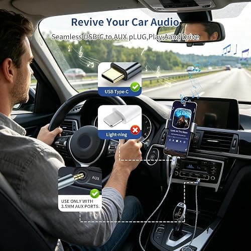 Aux to USB C, Type C to 3.5mm Audio Jack Cable Extension Cord for Car Stereo,Headphone,Speakers Compatible with iPhone 17/16/15 Samsung Galaxy, iPad,Huawei 1.2M (Aux to USB C 1 Pack) thumbnail 3