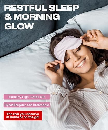 Silk Sleep Mask for Women and Men - Silk Eye Mask for Sleeping, Blindfold, Eye Covers, Pack of 2 thumbnail 3