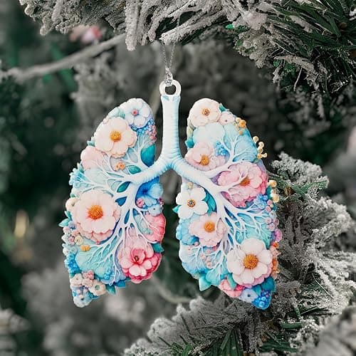 Duducraft Respiratory Therapist Gifts, Suncatcher Effect Christnas Ornament for Respiratory Therapist, Floral Lung Suncatcher Ornament for Women, Easter Day Gifts thumbnail 2