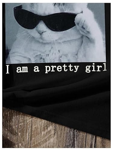 SOLY HUX Girl's Cute Cat Graphic Tees Letter Print Short Sleeve T Shirts Preppy Clothes Summer Tops thumbnail 5