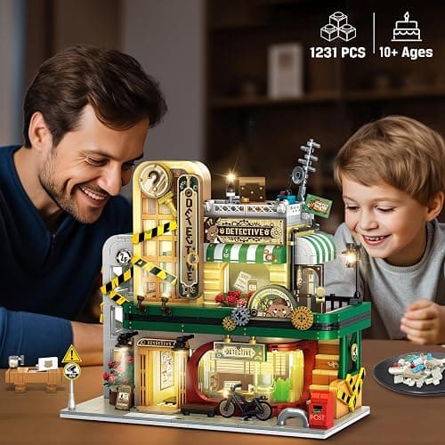 INSOON Detective Agency Building Set with LED Light, 1231PCS Detective House Building Block Toy with Clue Wall, Office Construction Model for Easter Mother's Day for Adults Teens Kids Boys Girls 10+ thumbnail 2