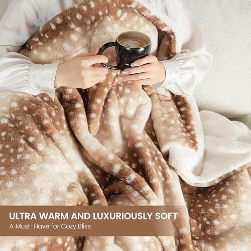 Cozy Bliss Luxury Faux Fur Throw Blanket Animal Striped Print, Non Shedding Double Sided Sherpa Blankets Super Soft Fluffy Thick Warm Throws Home Decor for Couch Bed Sofa Women (Brown, 60x80 Inches) - Brown - Twin(60" x 80") thumbnail 9