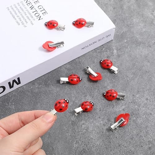 10 PCS Fun Ladybug Hair Clips, Cute Lady Bug Barrettes Funky Insect Hair Clips Whimsical Accessories for Girls Women Back to School Halloween Cosplay Themed Party thumbnail 6