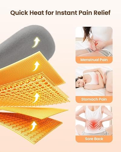 Heating Pad for Period Cramps, Fast Heating with 6 Heat Levels and 6 Massage Modes, Portable Menstrual Heating Pad, Belly Period Massager for Women and Girls, Pink thumbnail 4